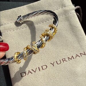 FAUX David Yurman Women's Twisted Silver and Gold Bracelet